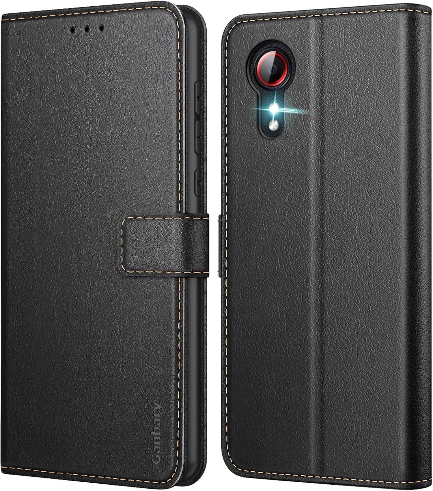 Samsung Galaxy Xcover 5 Handyhülle Schwarz Leder Flipcase
