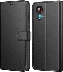 Samsung Galaxy Xcover 5 Handyhülle Schwarz Leder Flipcase