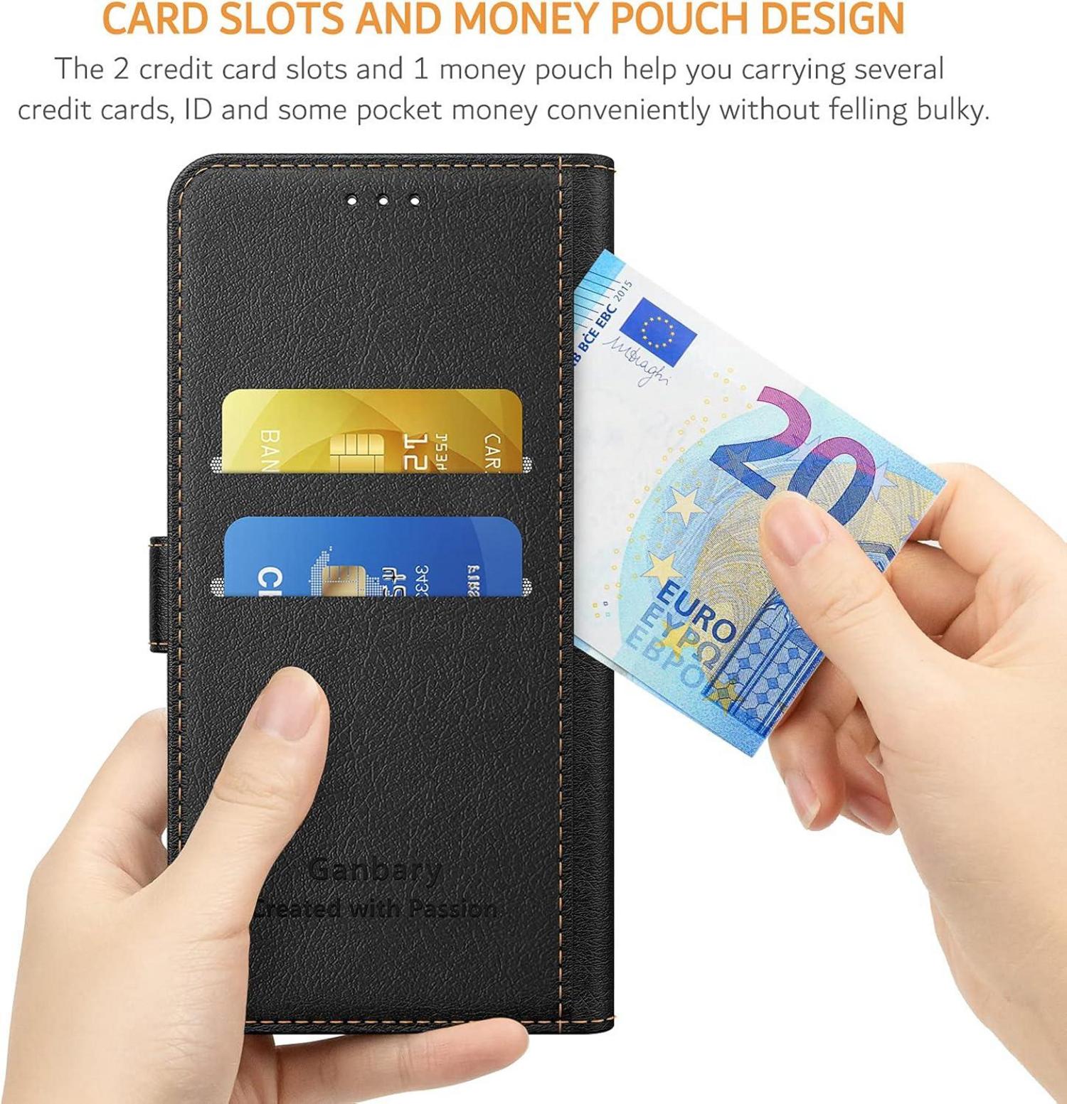 Samsung Galaxy Xcover 5 Handyhülle Schwarz Leder Flipcase