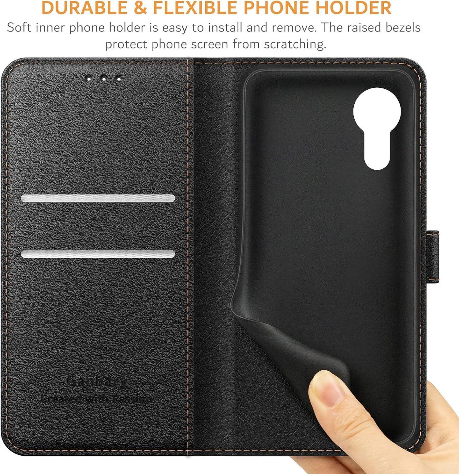 Handyhülle Samsung Galaxy Xcover 5 Leder Tasche Flipcase Schwarz