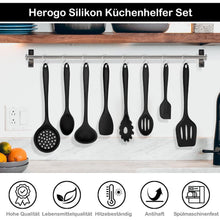 8-teilig Silikon Küchenhelfer Set Schwarz - Antihaft