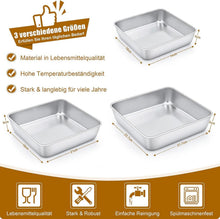 Joyfair Quadratische Kuchenform Edelstahl 3er-Set Brownie