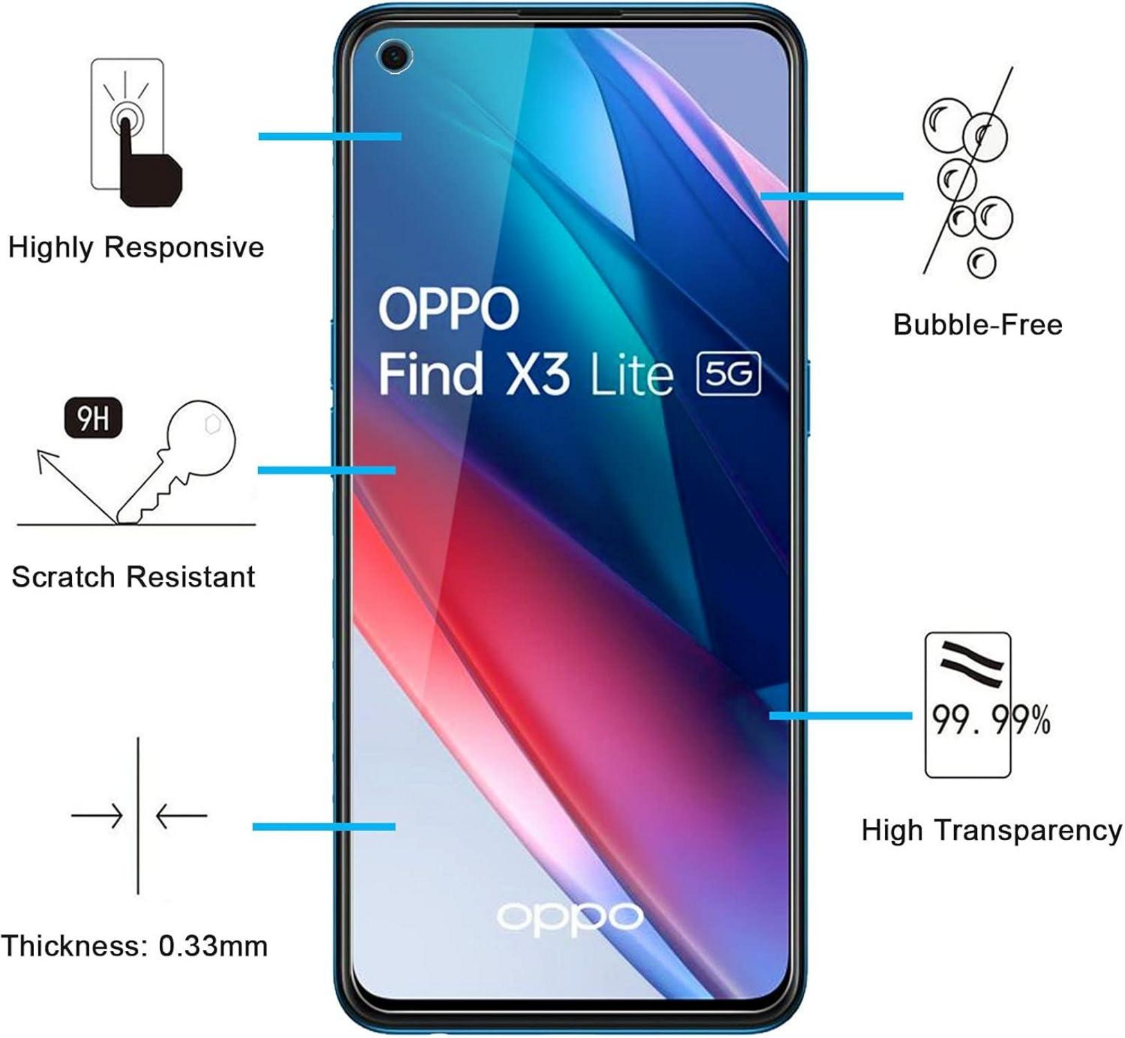 Panzer Schutz Glas Oppo Find X3 Lite 2 Stück 9H Härte