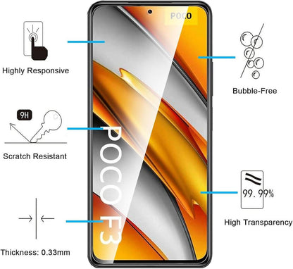 Panzer Schutz Glas für Xiaomi Poco F3, Xiaomi Mi 11i - 3er