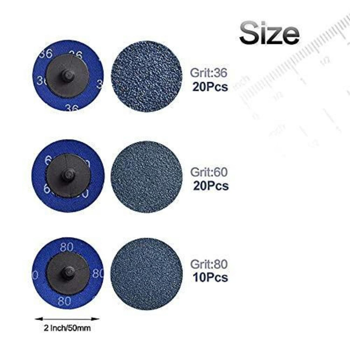 Schnellwechsel-Schleifscheiben Zirkonia 5,1 cm 50 Stück Mix Körnung