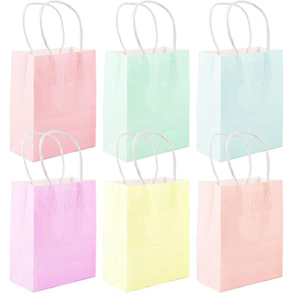 24 Stück Pastellfarbe Geschenktüten Papierbeutel 12x6x15cm