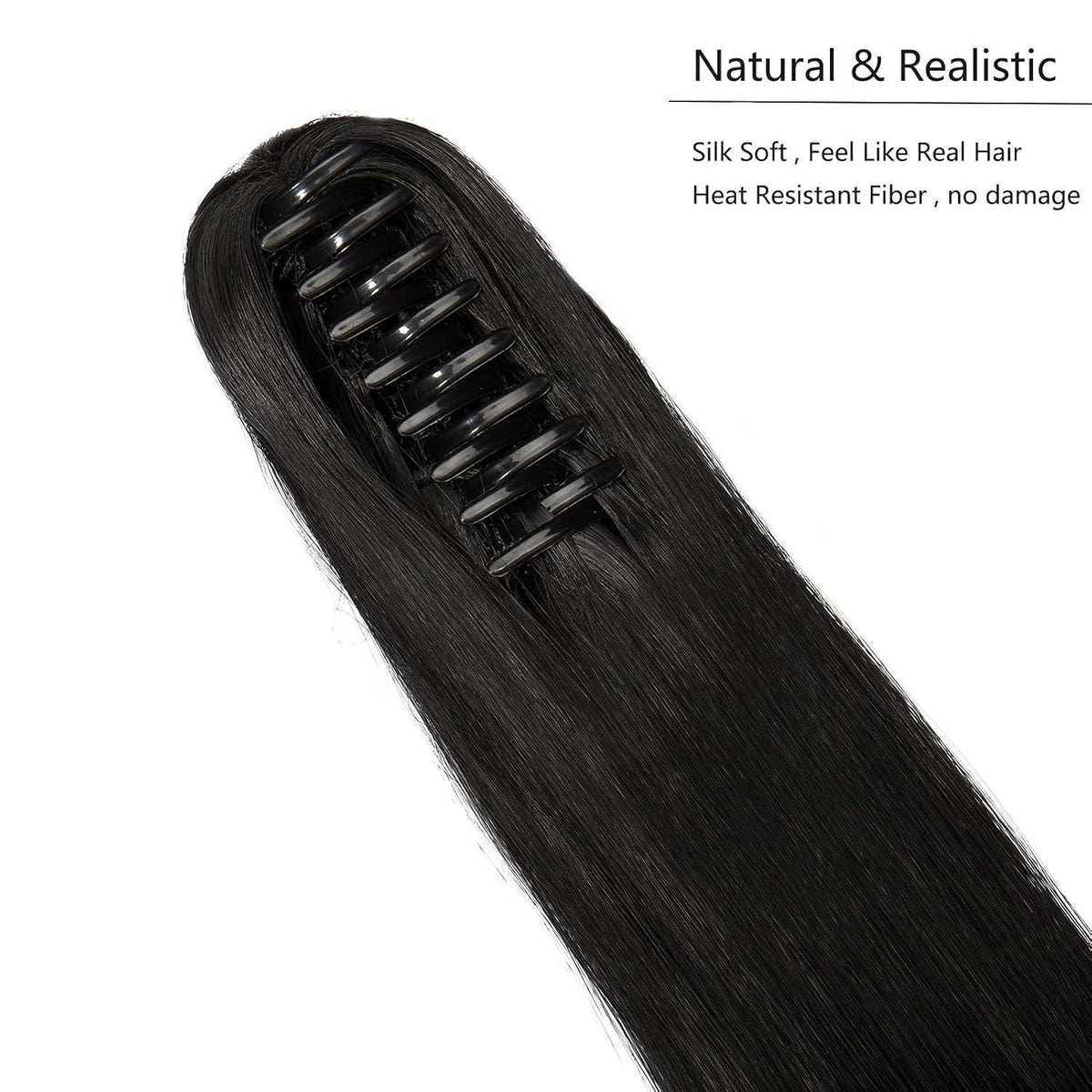 Schwarz Zopf Haarteil – 55 cm, Voluminös & Lang