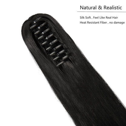 Schwarz Zopf Haarteil – 55 cm, Voluminös & Lang