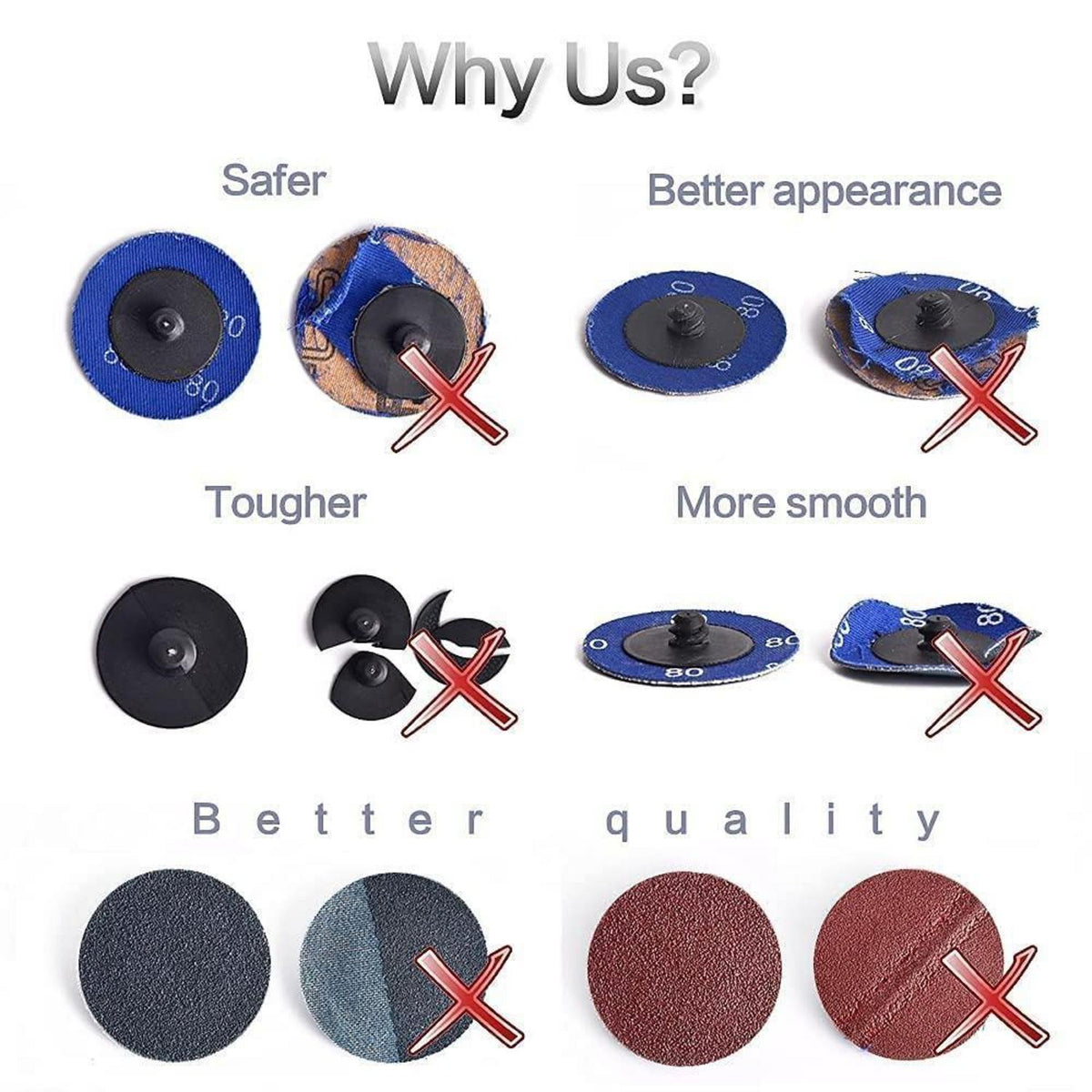 Schnellwechsel-Schleifscheiben 50er Set P60 5,1 cm Zirkonia