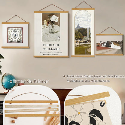 Magnetische Posterleiste Teak 120cm, Holz Bilderrahmen zum Aufhängen