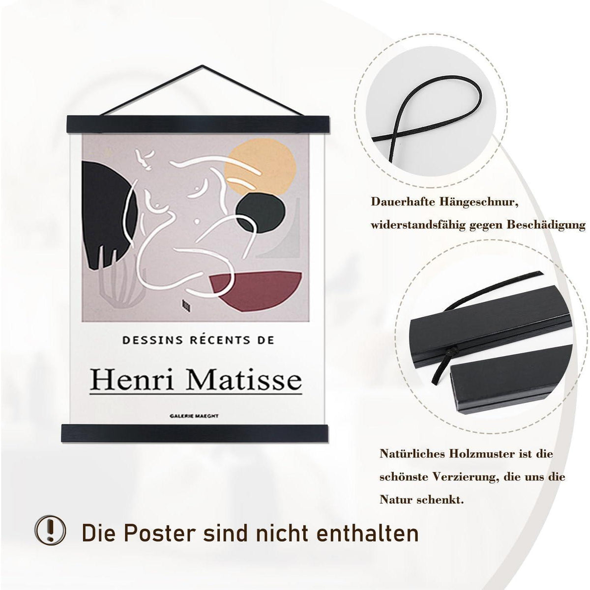 Magnetische Posterleiste aus Holz 35cm Schwarz
