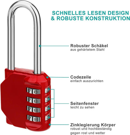 ZHEGE 4-stelliges Zahlenschloss für Fitnessstudio Spind und mehr