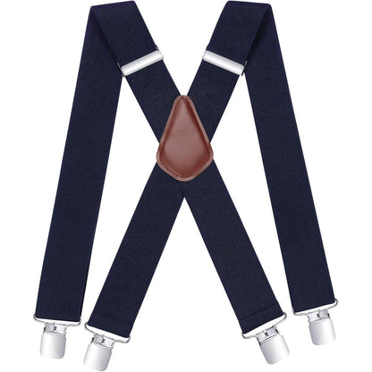 HISDERN Hosenträger Herren 5cm breit 4 Metall Clip X-Form