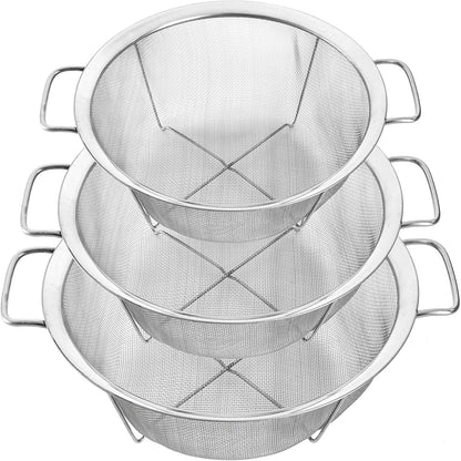 Dicunoy Edelstahl Sieb Küche Set, 3er stapelbar 2,3/2,8/4,7L