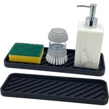 Spülbecken Organizer Silikon Schwammhalter 30x11cm Schwarz 2