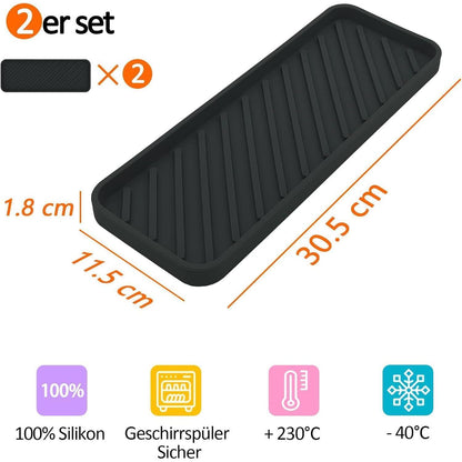Spülbecken Organizer Silikon Schwammhalter 30x11cm Schwarz 2