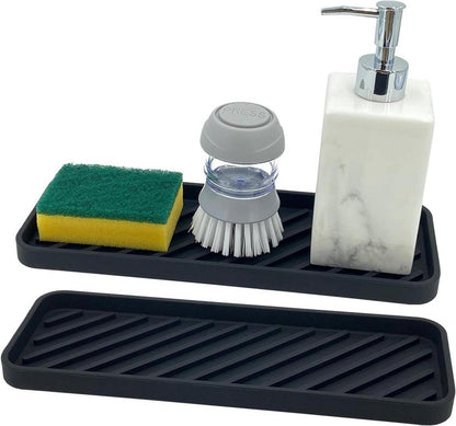 Spülbecken Organizer Silikon Schwammhalter Schwarz 30x11 Küche Bad 2