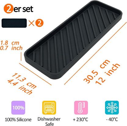 Spülbecken Organizer Silikon Schwammhalter Schwarz 30x11 Küche Bad 2