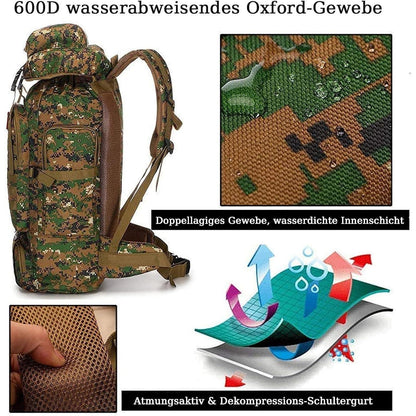 60-80L Wanderrucksack Jungle Camouflage | Wasserdicht | Herren & Damen