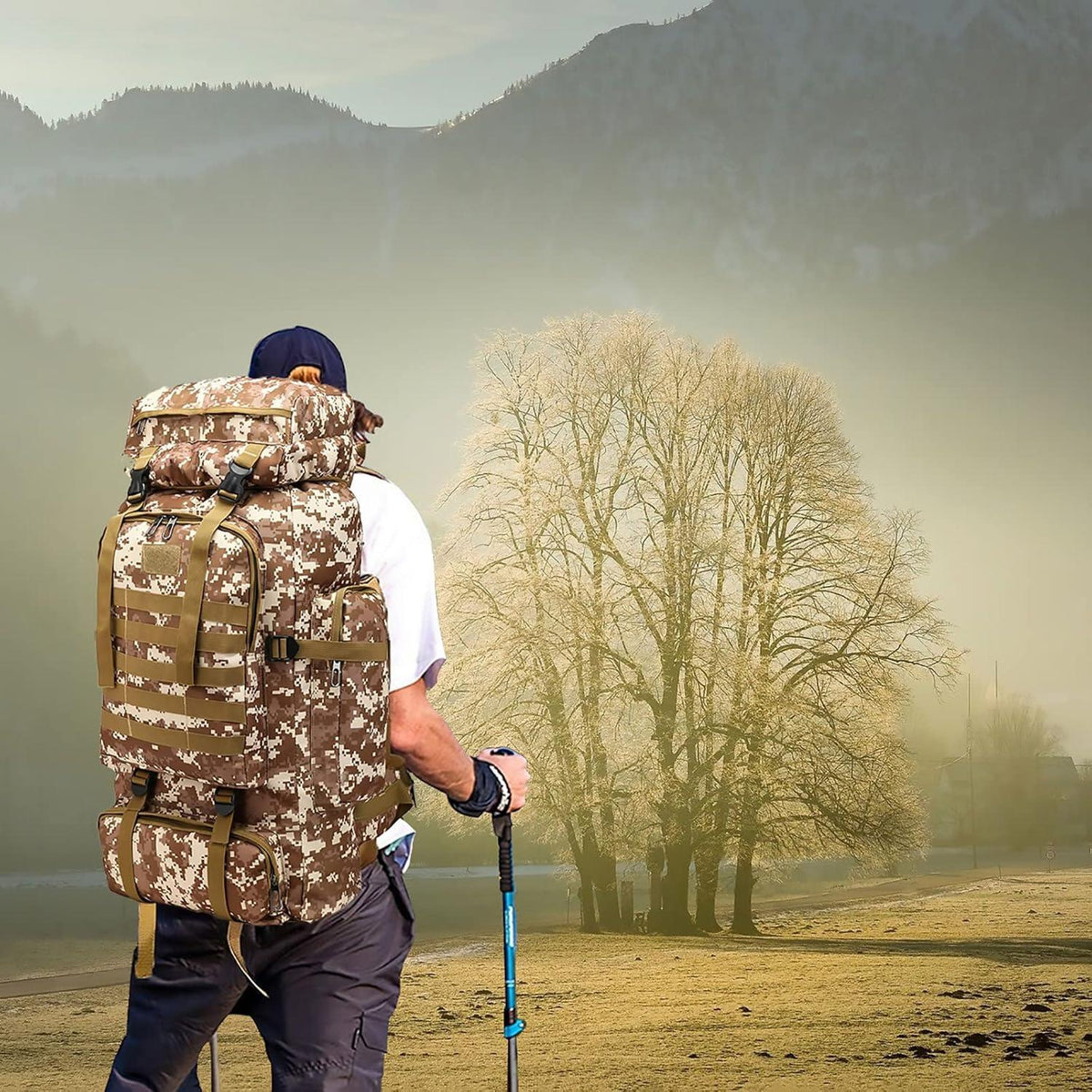 Großer Militär Rucksack 80l Camouflage wasserdicht Survival Backpack