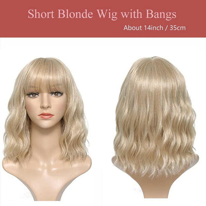 Blonde Bob Perücke mit Pony – Lockig & Natürlich für Damen