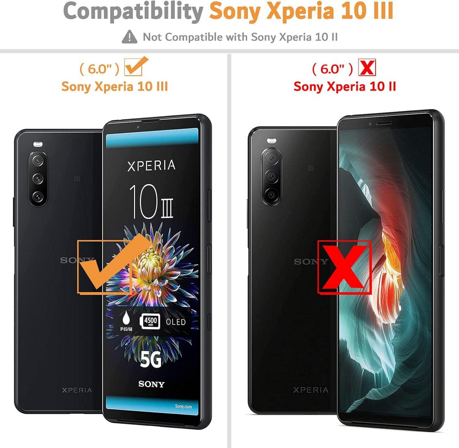 Sony Xperia 10 III Handyhülle Schwarz Leder Flipcase Wallet