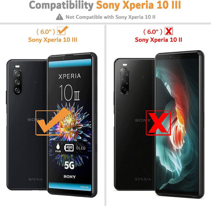 Sony Xperia 10 III Handyhülle Schwarz Leder Flipcase Wallet