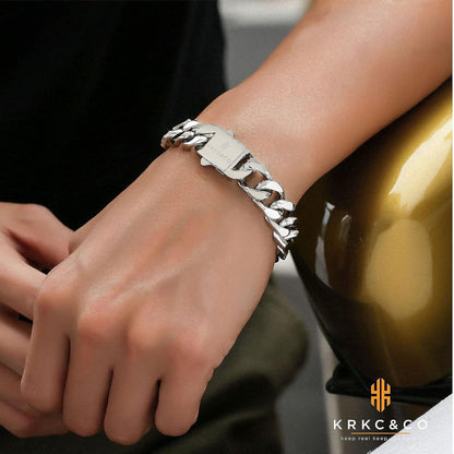 Herren Cuban Armband 18K Gold beschichtet Panzerkette 14mm
