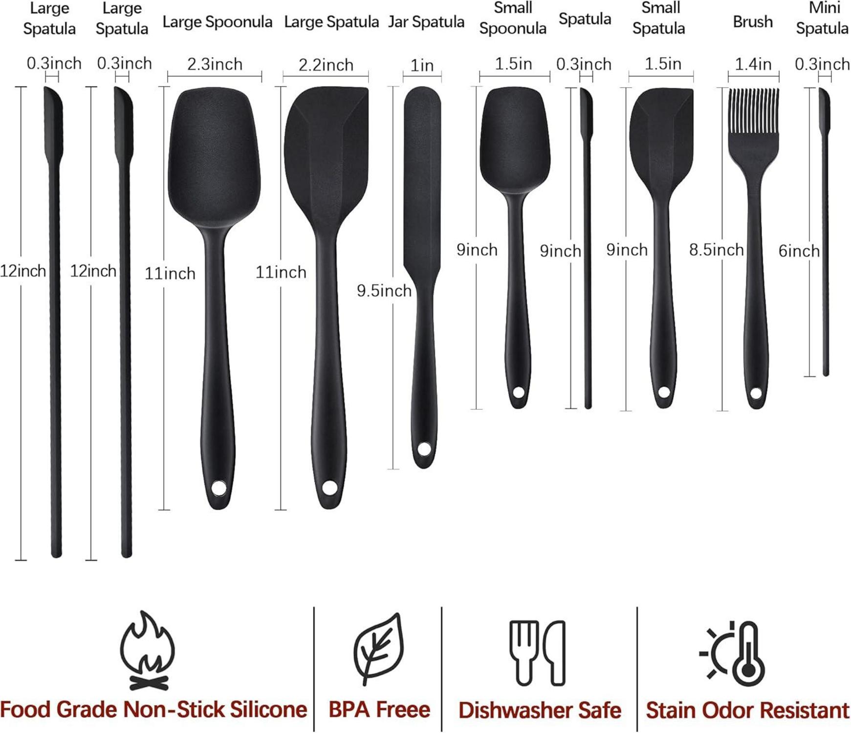 Silikon Teigschaber Set Backpinsel Spatel 10-tlg. - Hitzebeständig BPA frei