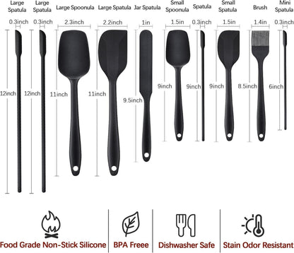 Silikon Teigschaber Set Backpinsel Spatel 10-tlg. - Hitzebeständig BPA frei