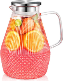 Glaskaraffe mit Deckel 2.4L Borosilikatglas Wasserkaraffe