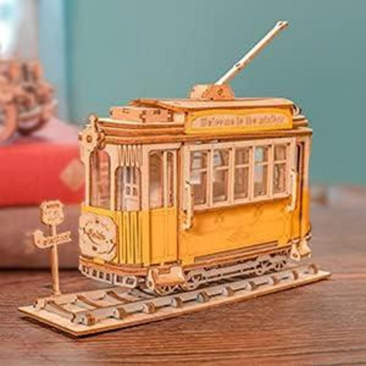 Holzpuzzle Modellbau Car Bausatz 3D Retro Geschenk Dekoration 164 Teile Tramcar