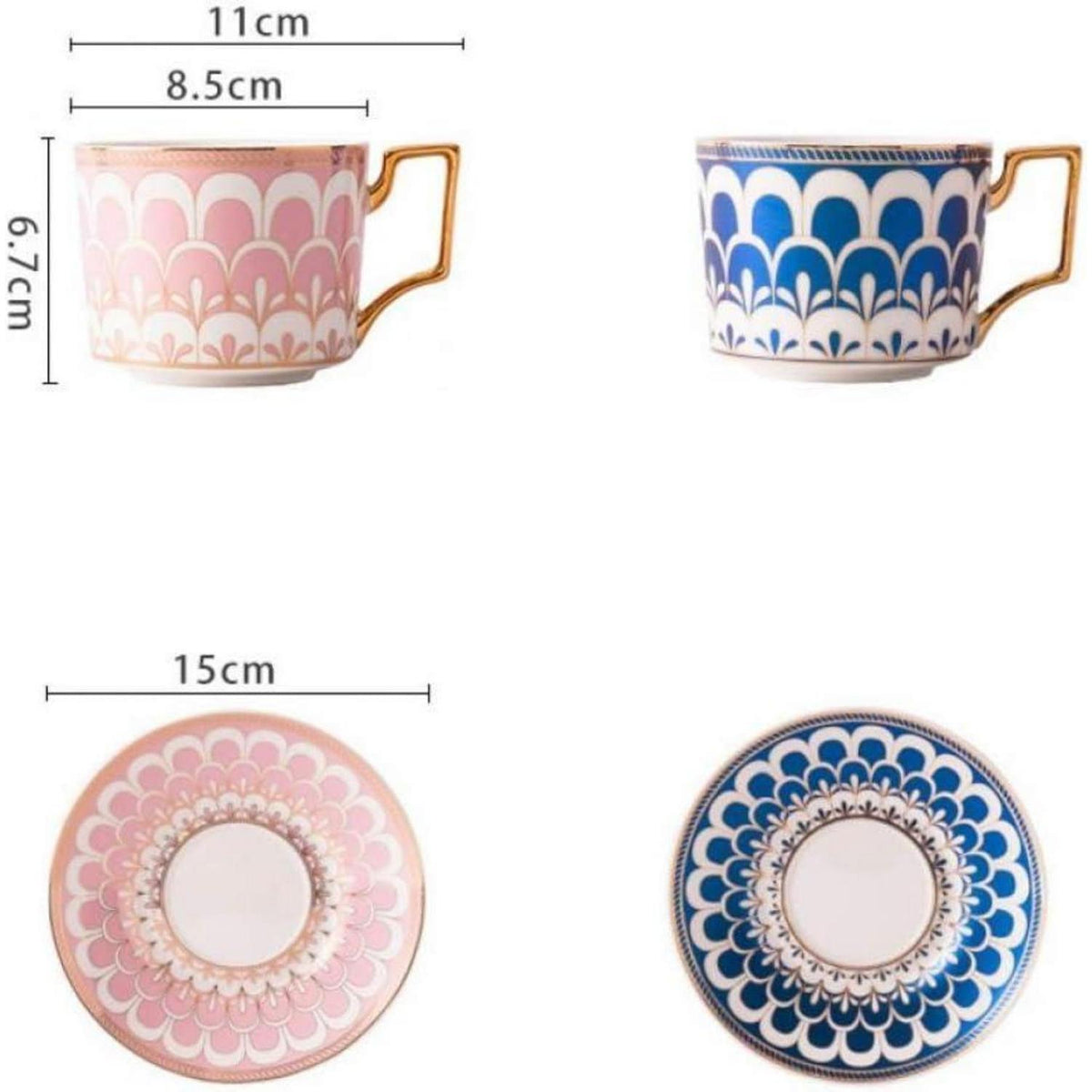 Europäisches Teetassen-Set mit Untertasse und Löffel (Rosa)