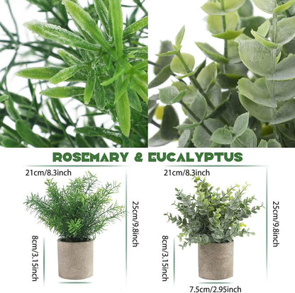 4er Set Künstliche Pflanzen Eukalyptus Sukkulenten mit