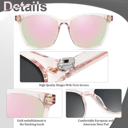 Große Polarisierte UV400 Sonnenbrille Damen Groß Quadratisch Blau