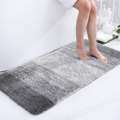 Weicher Mikrofaser Badteppich 60x120 cm Grau, rutschfest, saugfähig