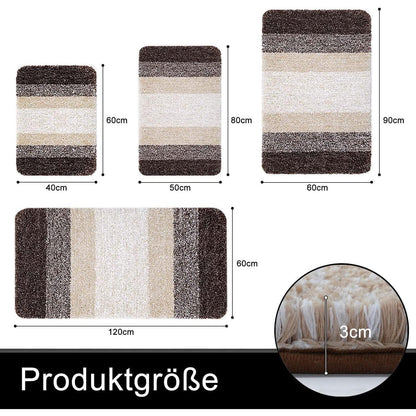 Weicher Badezimmerteppich 60x120 cm Braun, rutschfest & saugfähig