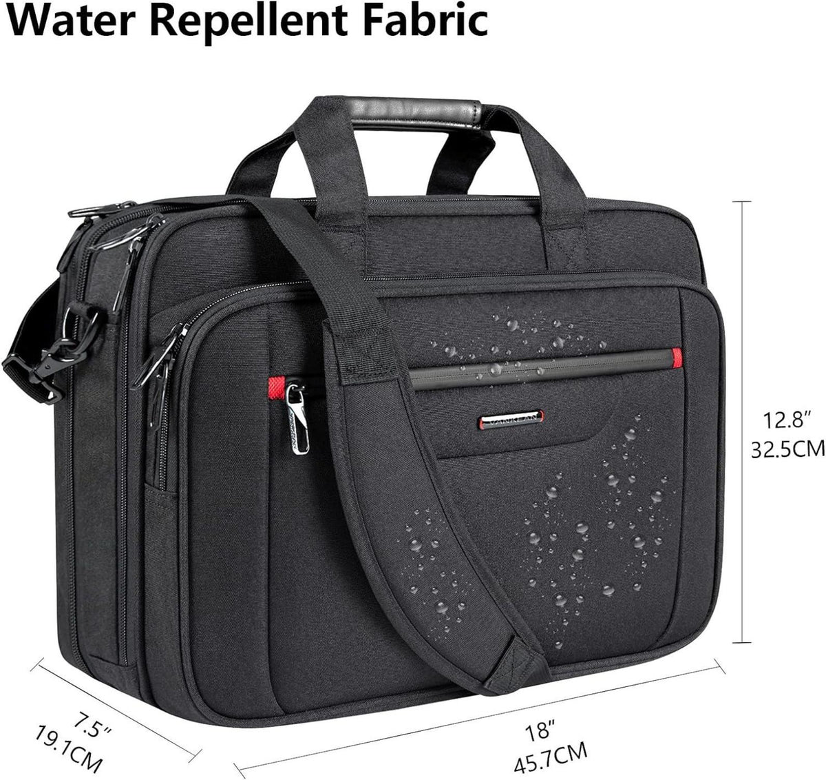 Laptoptasche 17,3 Zoll wasserabweisend Schwarz Umhängetasche