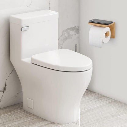 Toilettenpapierhalter Bambus Wandhalter mit großem Regal für WC Badzimmer