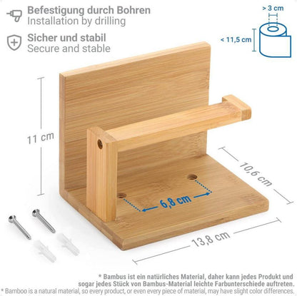 Toilettenpapierhalter aus Bambus mit Regal, Wandhalter