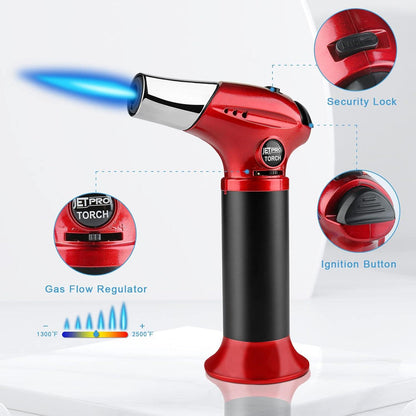Butan Fackel mit einstellbarer Flamme und Sicherheitsschloss