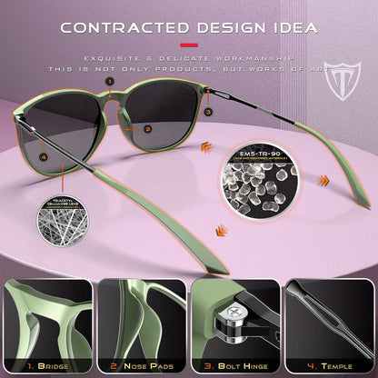 Polarisierte Vintage Sonnenbrille Damen Ultraleicht UV-Schutz