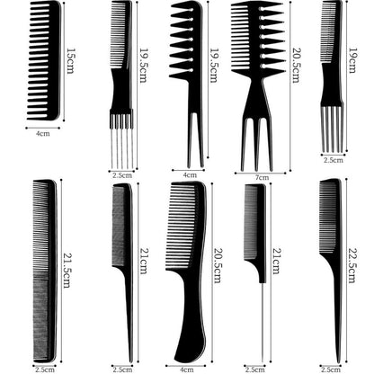 10-teiliges Profi Herrenkamm Set Antistatisch - Salon Haarkamm für