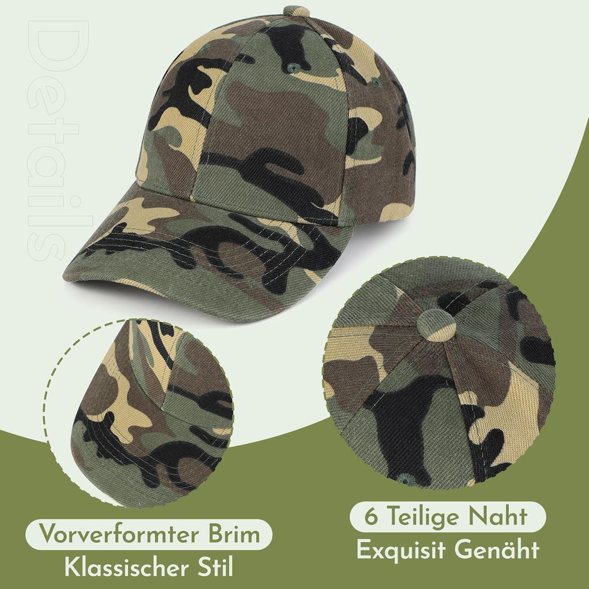 Baseball Cap Kinder – Camouflage Grün, 3-8 Jahre
