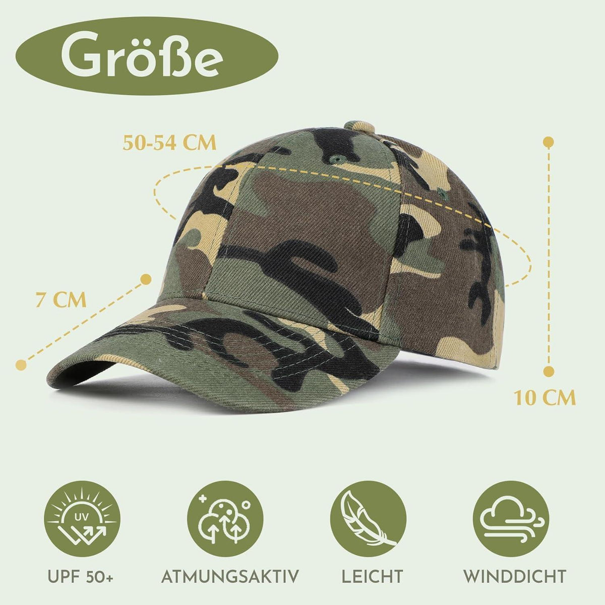 Baseball Cap Kinder – Camouflage Grün, 3-8 Jahre