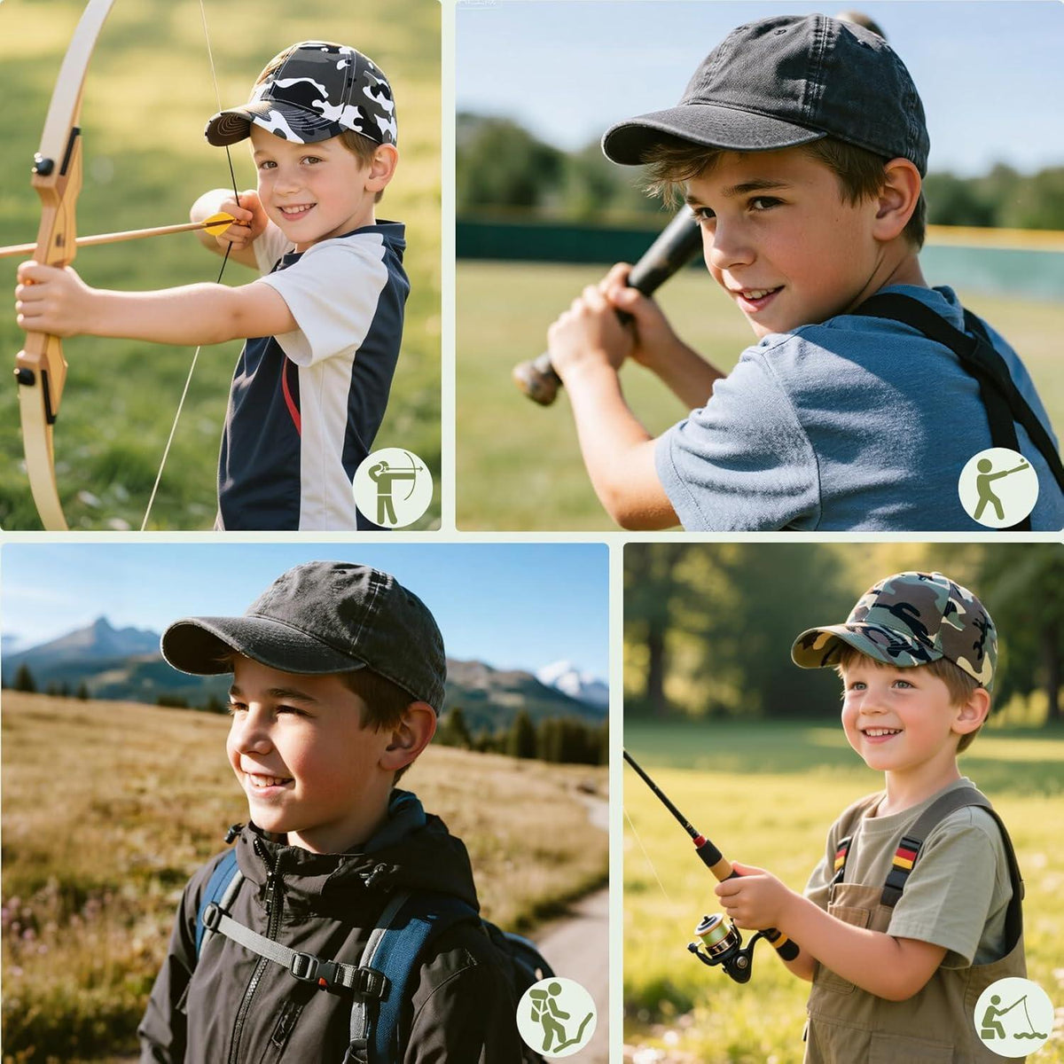 Baseball Cap Kinder – Camouflage Grün, 3-8 Jahre