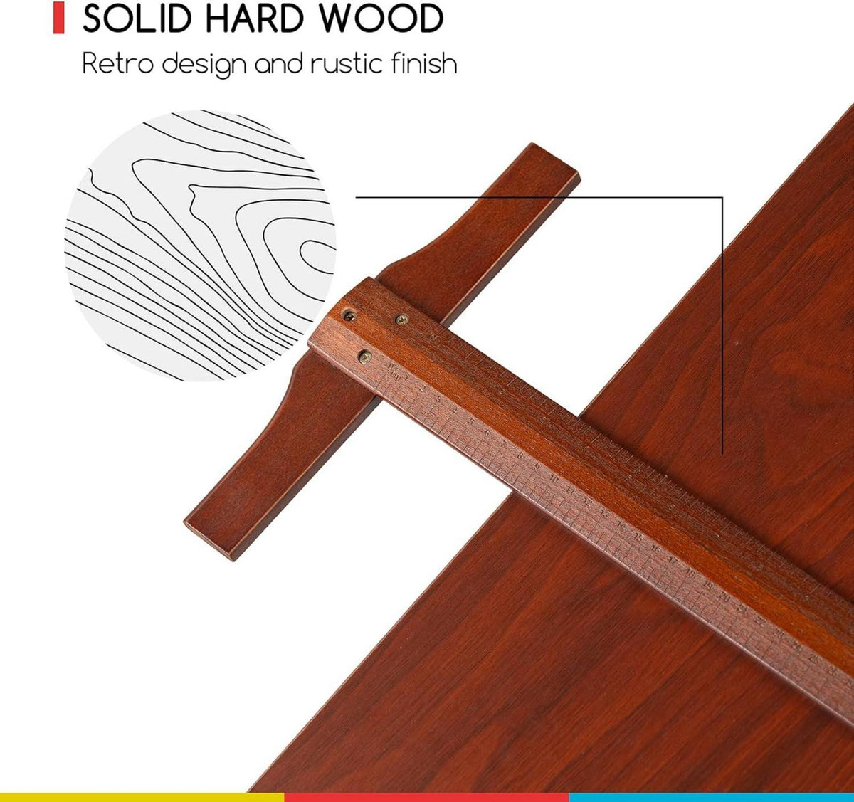 Vintage Holz-Zeichentisch Kunsttisch Verstellbarer Hocker 96x60cm