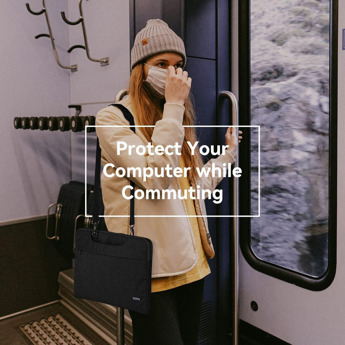 Voova Laptoptasche 13 14 Zoll Wasserdicht Stoßfest Schultertasche MacBook Dell