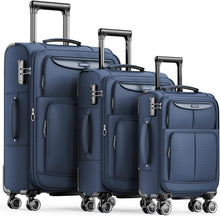 3-teiliges SHOWKOO Kofferset Stoffkoffer TSA-Schloss 4-Rollen Blau