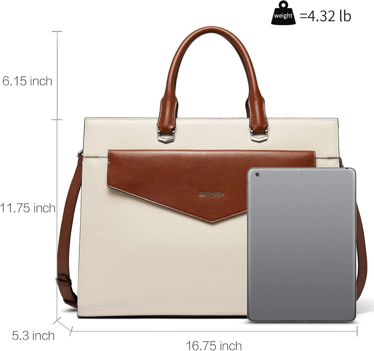 Echtes Leder Aktentasche 15.6 Zoll Laptop Schultertasche